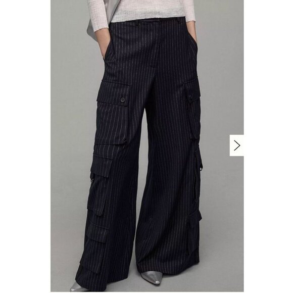 Anthropologie Pants - Anthropologie TwentySixHundred NWT Pinstripe Utility Pants Wide Leg Navy Size 10